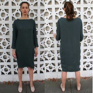 Black Crane Slim Dress Rayon Wool Small
